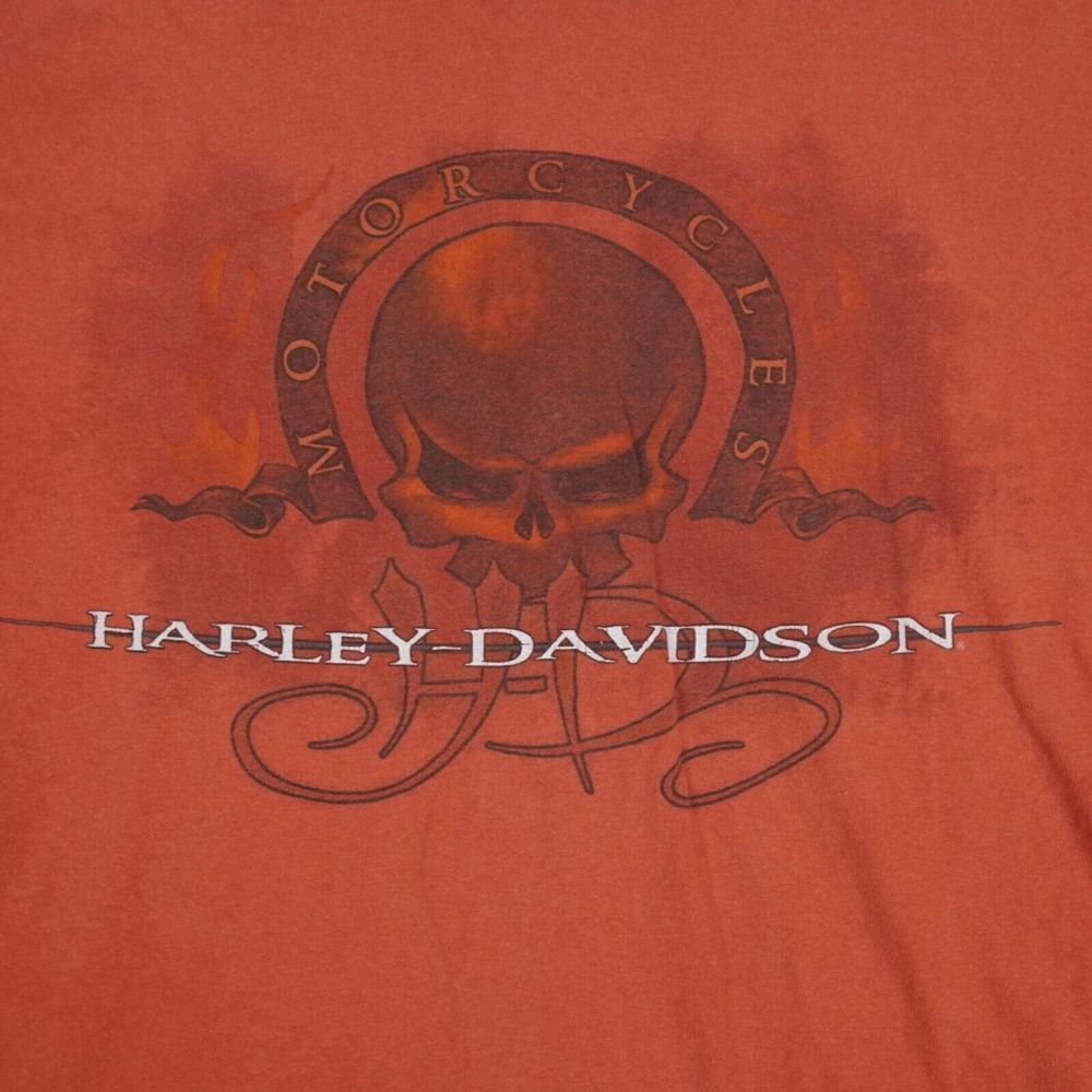 Vintage Harley Davidson Tank Top Mens Xxl Orange Skull Logo Rear Logo Manchester View 3